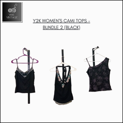 Y2K WOMEN'S CAMI TOPS - BUNDLE 2 (BLACK) - 10 PCS