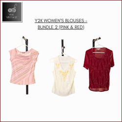 Y2K WOMEN'S BLOUSES - BUNDLE 2 (PINK & RED) - 13 P..