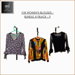 Y2K WOMEN'S BLOUSES - BUNDLE 4 (BLACK - 1) - 10 PC..