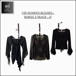 Y2K WOMEN'S BLOUSES - BUNDLE 5 (BLACK - 2) - 10 PC..