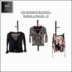 Y2K WOMEN'S BLOUSES - BUNDLE 6 (BLACK - 3) - 10 PC..