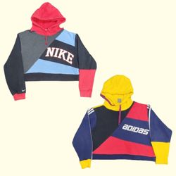 AW24 Überarbeiteter Patchwork Crop Hoodie