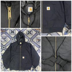 Rework Style Canvas workwear jackets black with ho..