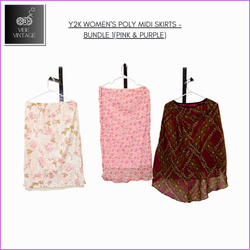 Y2K WOMEN'S POLY MIDI SKIRTS - BUNDLE 1 (PINK & PU..