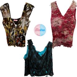 Sleeveless Mesh-Lace Tops 11 Pieces