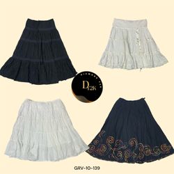 Y2K Vintage Cotton Long Skirts – Black & White Sta..