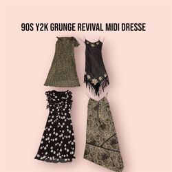 90S Y2K GRUNGE REVIVAL MIDI DRESSE