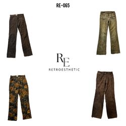 Y2K Unique Flared Corduroy Pants (RE-065)