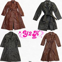 Y2K Matrix Vibe Leather Long Coats