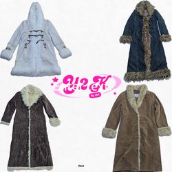 Y2K Boho Queen Afghan Long Coats