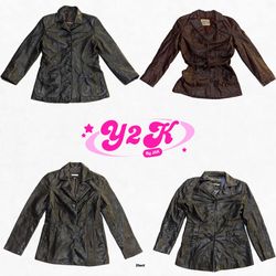 Y2K Leather Blazer Jackets