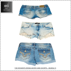 Y2K WOMEN'S DENIM MICRO MINI SHORTS - 10 PCS (BUND..