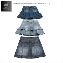 Y2K WOMEN'S DENIM MINI PLATED SKIRTS - 10 PCS (BUN..