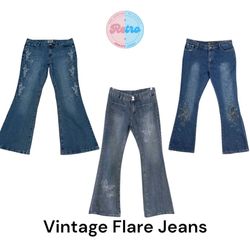 Y2K Vintage Flare Jeans for Women: 12 Pieces