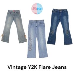 Vintage Embellished Flare Jeans for Women: 9 Piece..