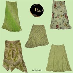 Lush Vibes: Y2K Green Poly Midi/Maxi Skirt (GRV-10..