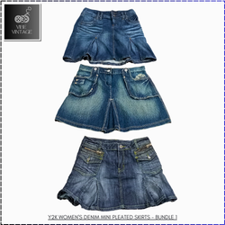 Y2K WOMEN'S DENIM MINI PLEATED SKIRTS - 11 PCS (BU..