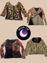 Y2k Animal Printed Mesh Tops Mix (A-70)