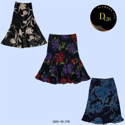 Y2K Floral Fantasy Poly Skirt in Blue (GRV-10-179)