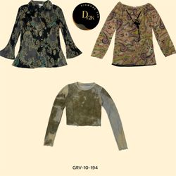 Nature's Palette: Earthy Long Sleeve Blouse (GRV-1..