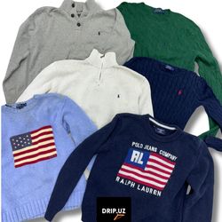 Ralph Lauren Quarter Zip, Cable Knit American Flag..