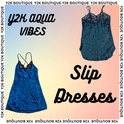 Y2K AQUA VIBES SLIP DRESS-10 piece