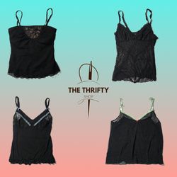 Y2k Gothique Noir Rave Cami Tops (024)