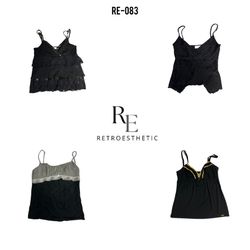 Y2K Gothic Black Cami Tops (RE-083)