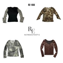 Y2K Animal Printed Full Sleeve Mesh Tops (RE-088)