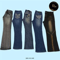 Embroidered Flare: Vintage Y2K Denim Delight  (GRV..