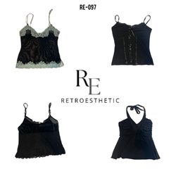 Y2K IT Girl Cami Black Gothic Tops (RE-097)