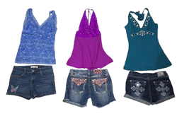 Y2k Beaded shorts & elegant tops - 15 pcs - 6/11/2..