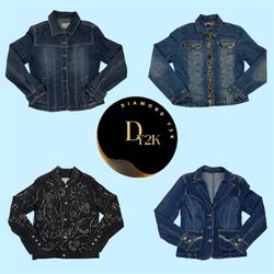 Y2K Style Embroidery Denim Jacket - Bold & Nostalg..