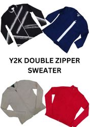 CR2695 Y2K Double Zipper Sweater - 12 Pcs