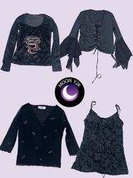 Y2k Gothic Black Date Night Tops (A-109)