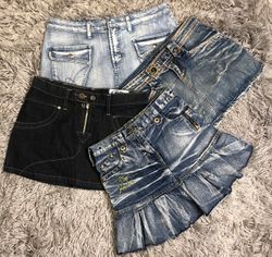 Saia Micro Mini de Denim Grunge Y2K