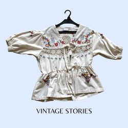 Chemise vintage retravaillée brodée