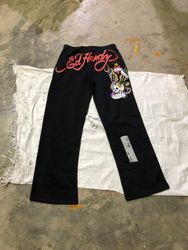 Ladies Y2K ED Hardy flared Printed trousers/trackp..