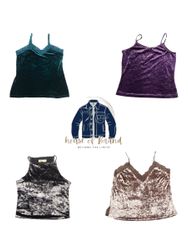 Romantic core style velour mixed tops