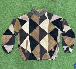 veste en corduroy patchwork débranded de style ret..