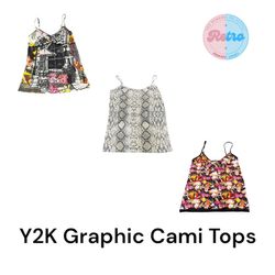 Y2K Graphic Cami Tops: 10 Pieces