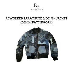 Veste en denim patchwork révisée parachute (AW-24)