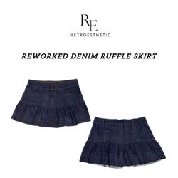 JUPE RUFFLE EN DENIM RETOUCHÉE (AW24)