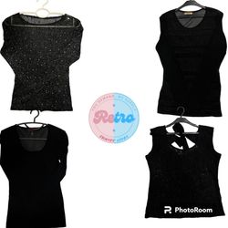 Black Glamour Y2K Tops 7 Pieces