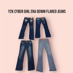 Y2K CYBER GIRL ÉPOQUE JEANS ÉVASÉS EN DENIM