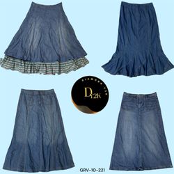 Gonna Maxi in Denim Blu Chiaro Ispirata agli Anni ..