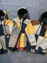 Vintage Carhartt Rework Style Patchwork Hooded Jac..