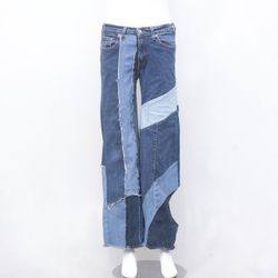 Rework Denim Patch Pant With Bottom Side Hole