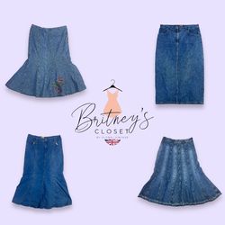 Y2K 90s Denim Structured Long Skirts - 10 Pieces (..