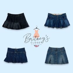 Y2K Throwback Pleated Denim Mini Skirts - 10 Piece..